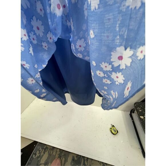 ASOS Floral Faux Wrap Front Shirred Mini Dress Size 8 - Picture 7 of 9